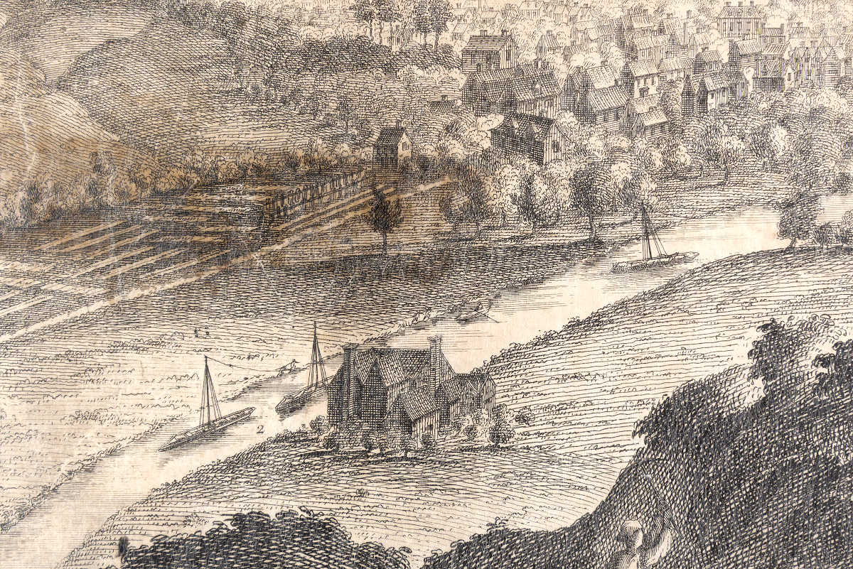 Barges on the River Kennet from 1734 print ref. D/EX2701/1