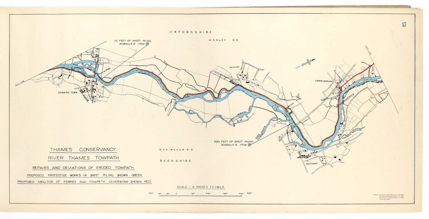 Plan showing a tow path along the River Thames ref. D/TC/C4/2/31
