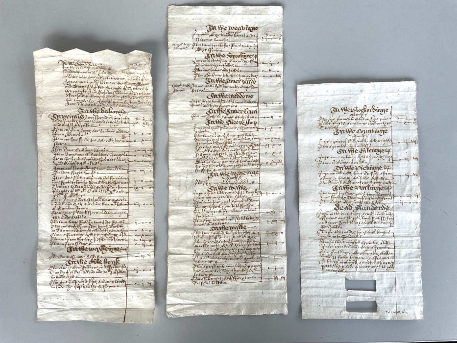 Three long documents of the inventory Kendrick Workhouse Newbury ref. NQK4/4