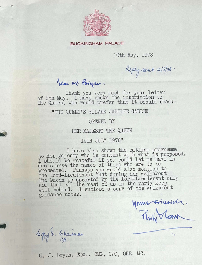 Buckingham Palace letter 1978 ref. NT/B/G/25/5