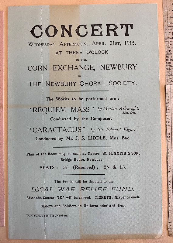 Newbury Choral Society Concert programme 1915 ref. D/EX1090/8/1